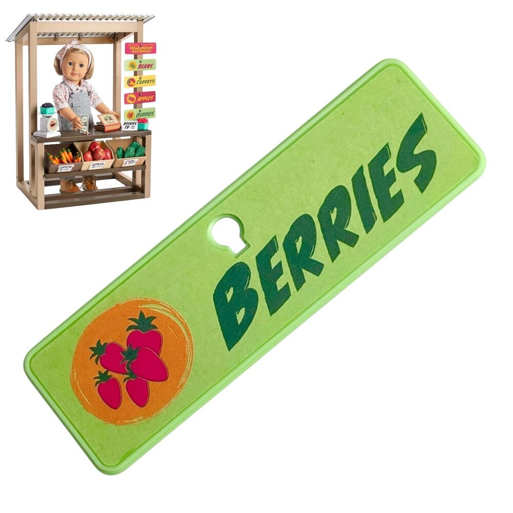 American Girl Kit Berries Garden Sign Strawberries Hanging Art Green Red 4.25”